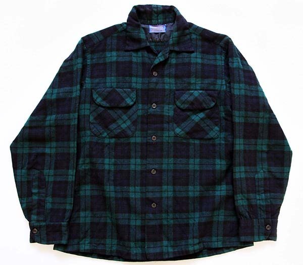 50s〜　PENDLETON ペンドルトン　オープンカラーシャツ　グリーン　M