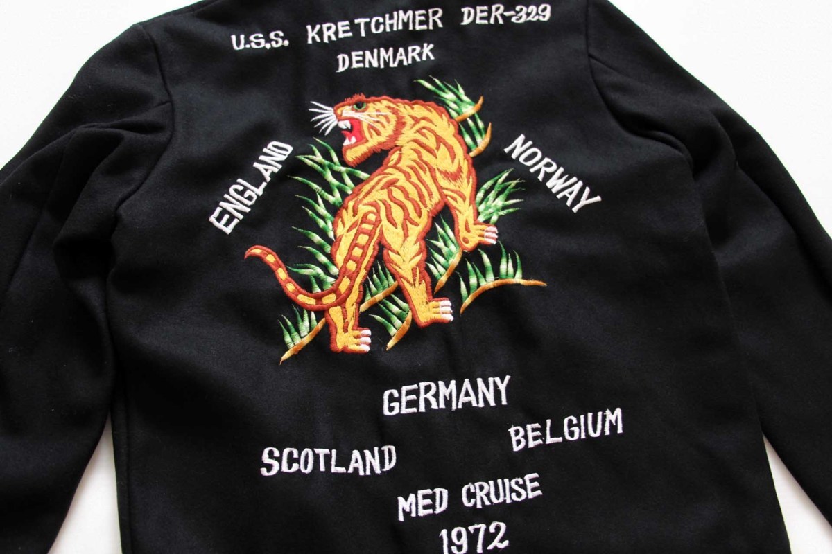 70s U.S.NAVY U.S.S. KRETCHMER DER-329 タイガー刺繍 ウール ...