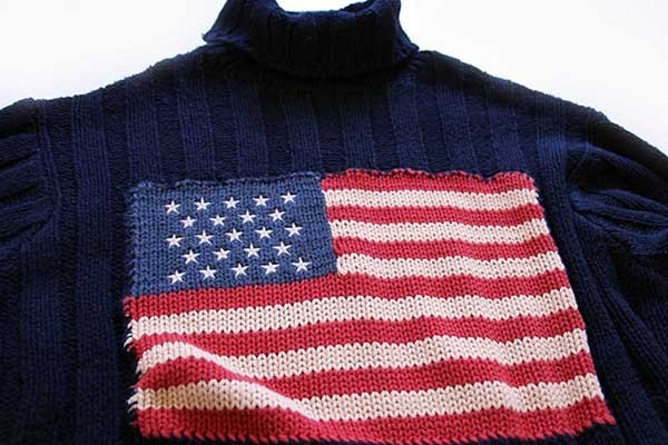 90s ラルフローレン タートルネック 星条旗 コットンニット セーター 