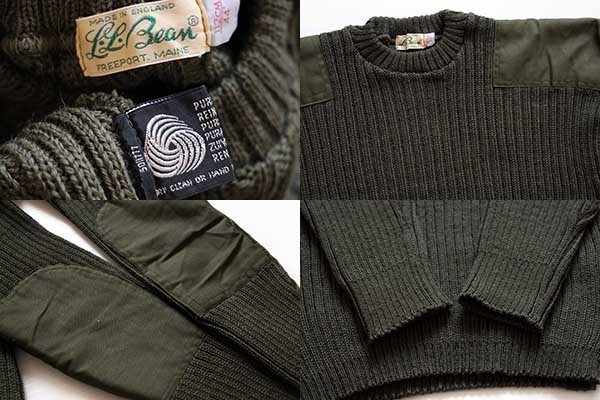70s 英国製 L.L.Bean 筆記体タグ ウールニット コマンドセーター