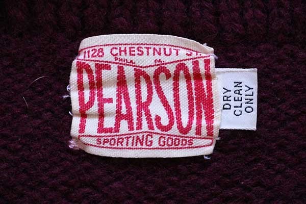 50s PEARSON ボートネック フェルトパッチ付き ローゲージ ウール