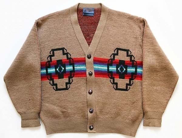 70年代 ペンドルトン PENDLETON HIGH GRADE WESTERN WEAR ネイティブ柄 ショールカラー ウールニットフルジップセーター USA製 メンズXL ヴィンテージ /eaa374106