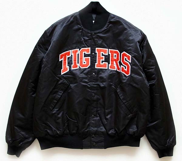 90s USA製 Birdie TIGERS ナイロンスタジャン 黒 XL