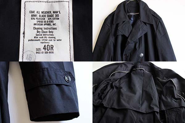 90s 米軍 U.S.ARMY オールウェザー トレンチコート 黒 40R - Sixpacjoe Web Shop