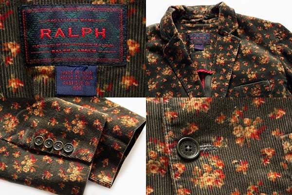 RALPH ラルフローレン 花柄 総柄 プリントコーデュロイ テーラード