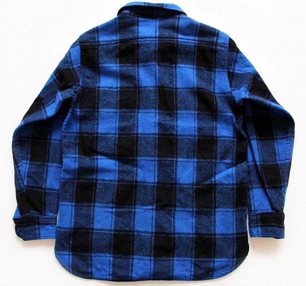 80s USA製 Woolrichウールリッチ バッファローチェック ウールシャツ 青×黒 - Sixpacjoe Web Shop