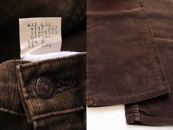80s Levi'sリーバイス 519 コーデュロイパンツ 茶 w31 L32 - Sixpacjoe 