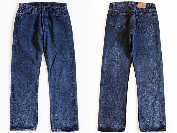 80s USA製 Levi'sリーバイス 501 ケミカルウォッシュ カラーデニムパンツ 後染め w34 L30★アシッド