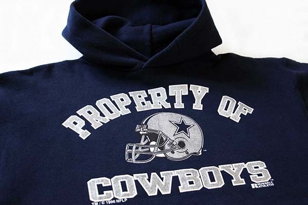 90s USA製 RUSSELLラッセル PROPERTY OF COWBOYS スウェットパーカー 