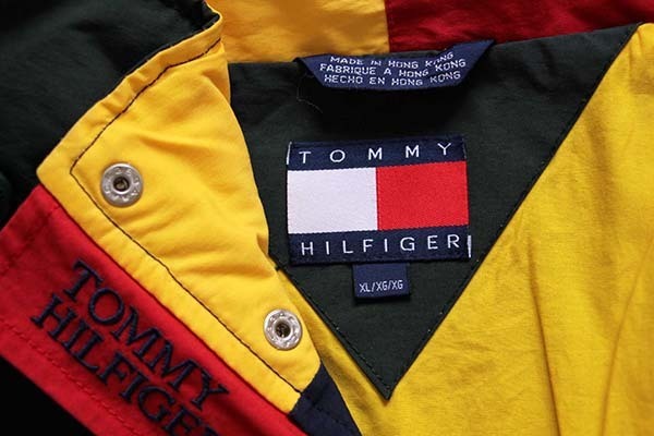 90s TOMMY HILFIGERトミーヒルフィガー クレイジー マルチカラー コットン×ナイロンジャケット XL