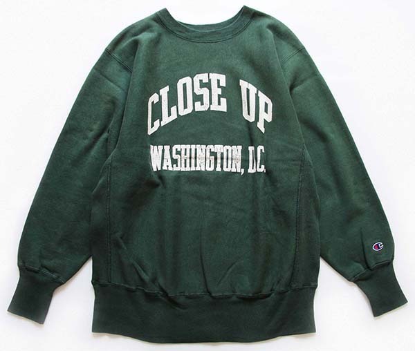 90s USA製 Championチャンピオン CLOSE UP WASHINGTON,D.C. リバースウィーブ スウェット 緑 XL