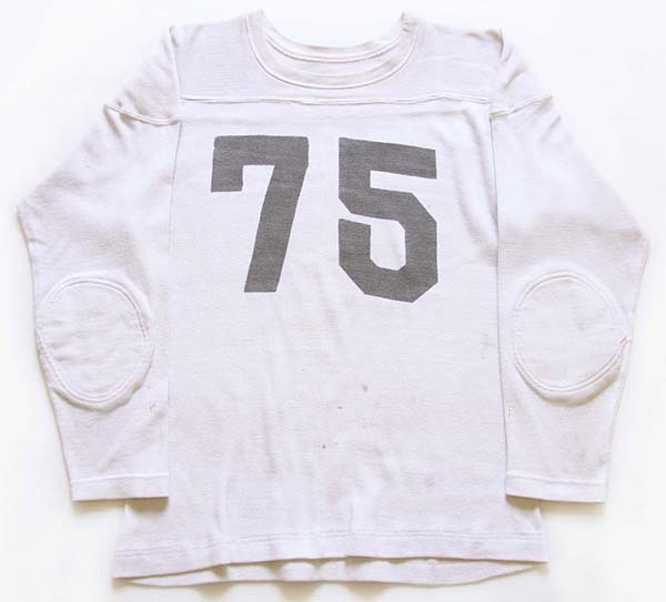 50s 75 ナンバリング 両面 染み込みプリント コットン フットボールTシャツ 白