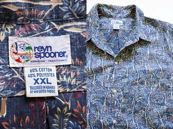 90s ハワイ製 reyn spoonerレインスプーナー 総柄 裏生地 アロハシャツ