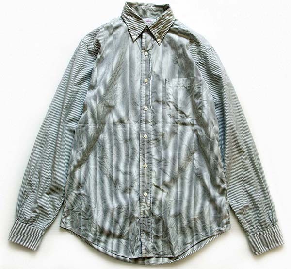 90s USA製 Brooks Brothersブルックスブラザーズ ストライプ ボタンダウン コットンシャツ 薄緑×白 14.5 - Sixpacjoe Web Shop