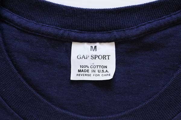80s USA製 GAP SPORT ギャップ 無地 コットン ポケットTシャツ
