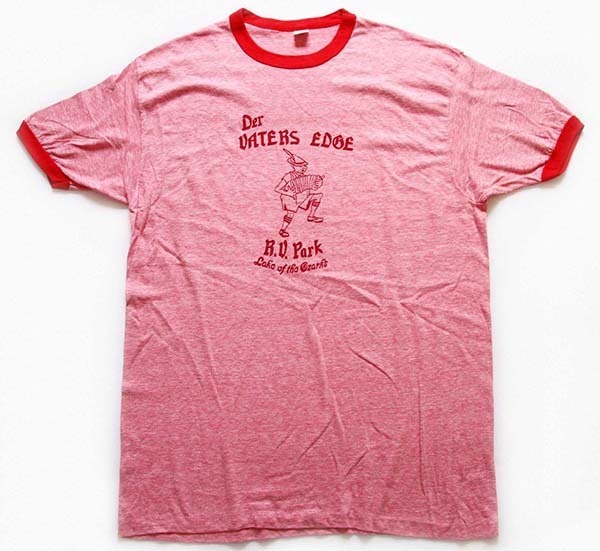 70s USA製 Hanes Der VATERS EDGE R.V.Park リンガーTシャツ 杢