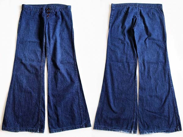 70s PLUSH BOTTOMS ベルボトム インディゴ デニムパンツ w34 - Sixpacjoe Web Shop