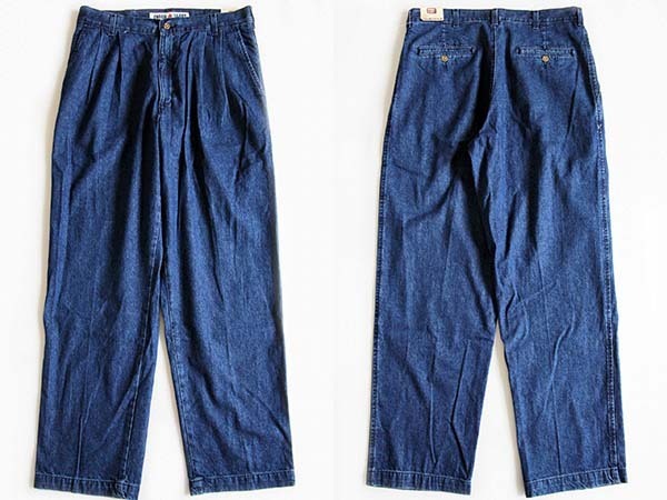 デッドストック★90s FADED GLORY ツータック デニム トラウザーズ w33 L30 - Sixpacjoe Web Shop