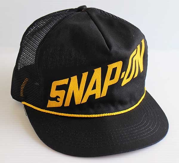 80s SNAP-ONスナップオン 発泡プリント メッシュキャップ 黒