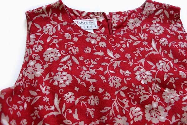 90s Talbots 花柄 総柄 レーヨン×リネン マキシ丈 ノースリーブ