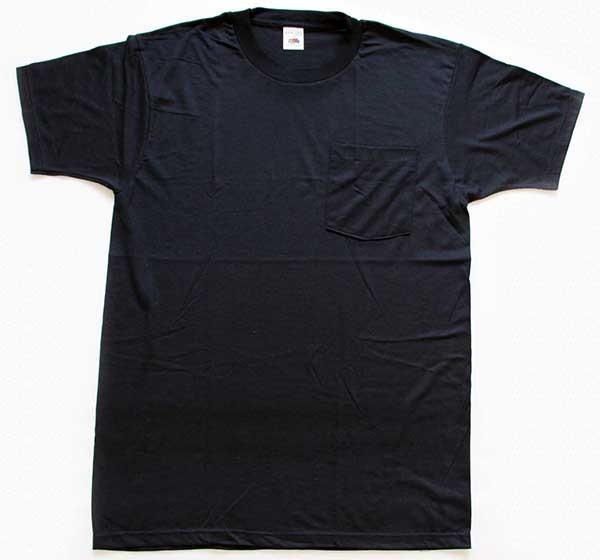 デッドストック☆90s FRUIT OF THE LOOM 無地 ポケットTシャツ 黒 M ...