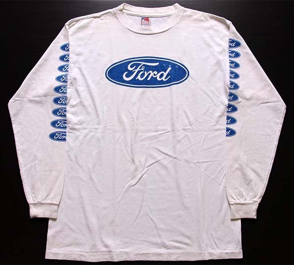 90s USA製 Fordフォード ロゴ コットン 長袖Tシャツ 白 L - Sixpacjoe 