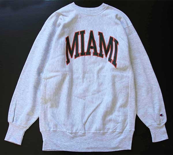 90s USA製 Championチャンピオン MIAMI リバースウィーブ スウェット 杢グレー XXL - Sixpacjoe Web Shop