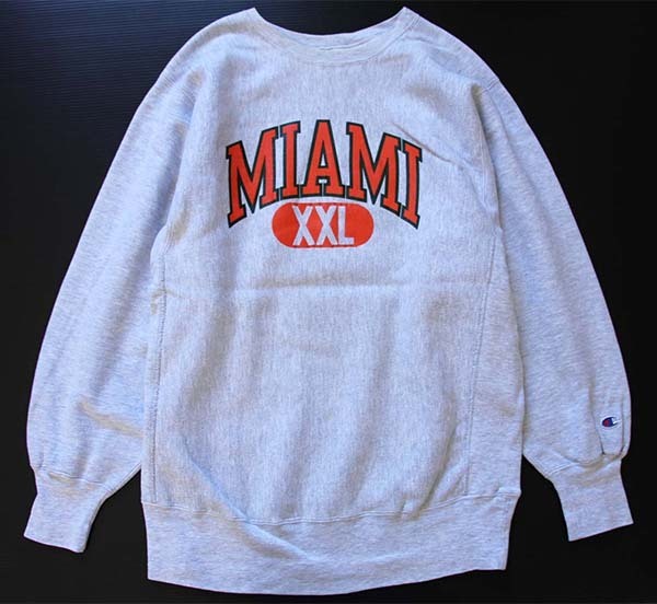 90s USA製 Championチャンピオン MIAMI XXL リバースウィーブ スウェット 杢グレー XL - Sixpacjoe