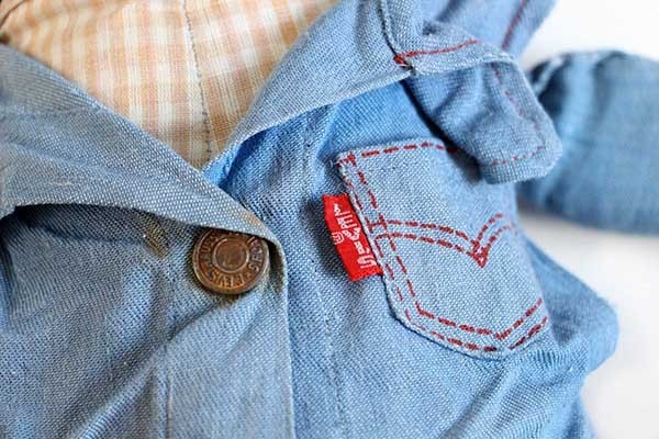 70s LEVI'Sリーバイス BIGE デニム ラグドール ボロ☆ぬいぐるみ