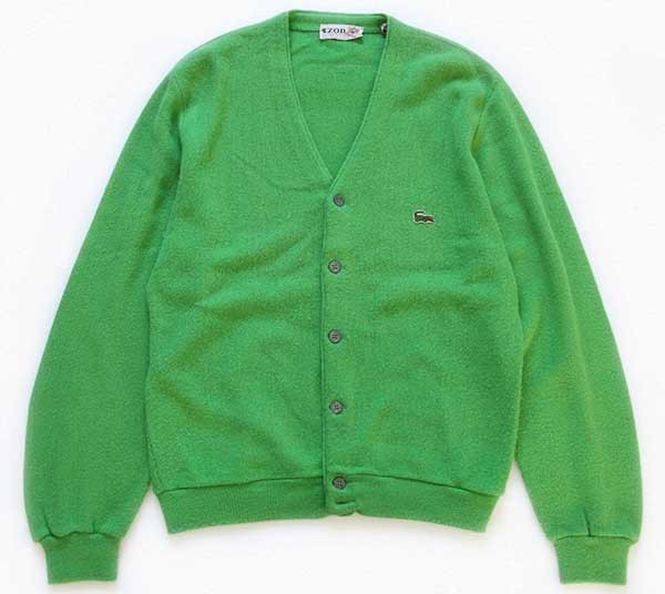 70s USA製 IZOD OF LONDON ワンポイント パール編み アクリルニット 