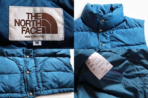 80s USA製 THE NORTH FACEノースフェイス 茶タグ ナイロン ダウン 