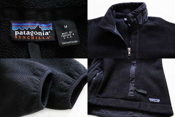 90s USA製 patagoniaパタゴニア シンチラ フリース ジャケット 黒 M