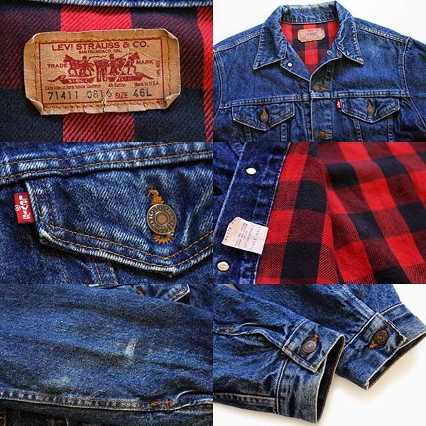 80s USA製 Levi'sリーバイス 71411 バッファローチェック ネルライナー