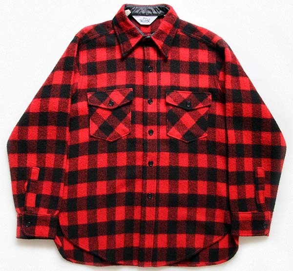 70s Woolrichウールリッチ バッファローチェック ウールシャツ 赤×黒 L - Sixpacjoe Web Shop