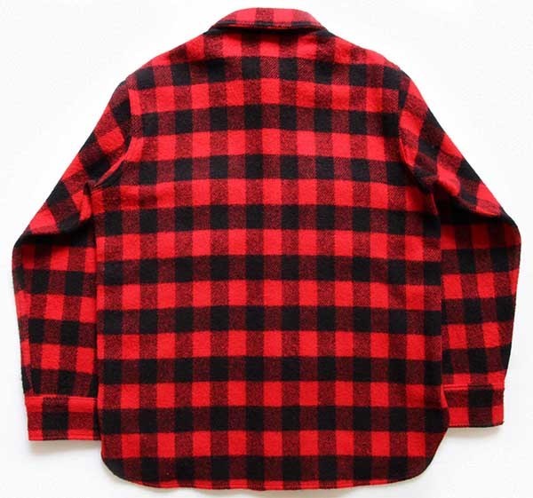70s Woolrichウールリッチ バッファローチェック ウールシャツ 赤×黒 L 