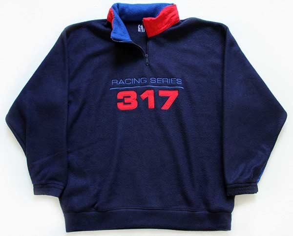 90s GAPギャップ RACING SERIES 317 プルオーバー フリース 紺