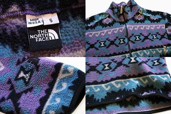 90s USA製 THE NORTH FACEノースフェイス ネイティブ柄 総柄 プルオーバー フリース S