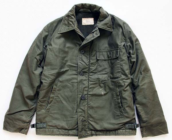 70s 米軍 U.S.NAVY A-2 デッキジャケット ステンシル オリーブ M ...