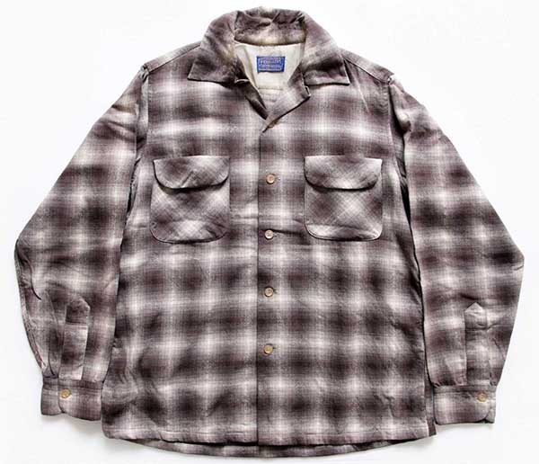 50s PENDLETONペンドルトン オンブレチェック ウール オープンカラー 