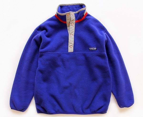 00s patagoniaパタゴニア フリース スナップT 青紫 KIDS' L 