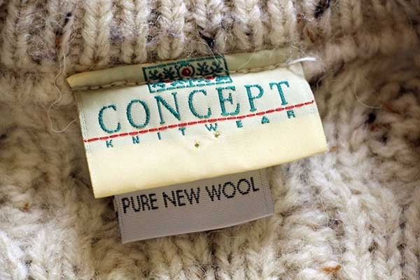CONCEPT KNIT WEAR ケーブル編み ネップ入り ウールニット セーター ナチュラル