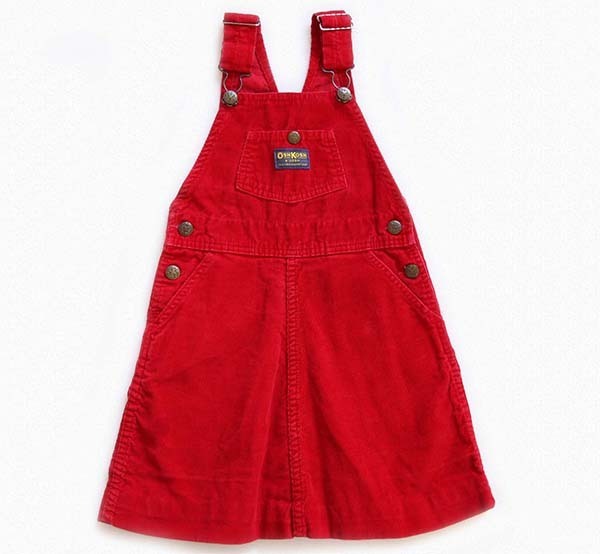 80s USA製 OSHKOSH B'GOSH コーデュロイ サロペット スカート 赤 
