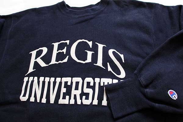 90s メキシコ製 Championチャンピオン REGIS UNIVERSITY リバースウィーブ スウェット 紺 XXL