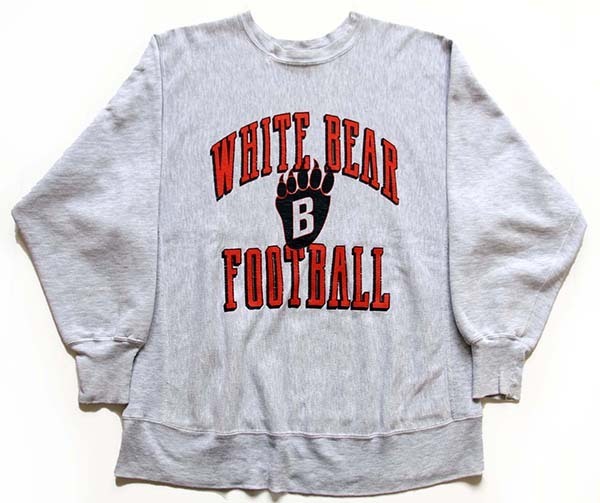 90s USA製 Championチャンピオン WHITE BEAR FOOTBALL リバース 