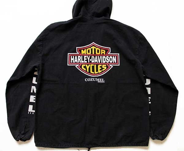90s HARLEY-DAVIDSONハーレー ダビッドソン ロゴ コットンパーカー 黒 
