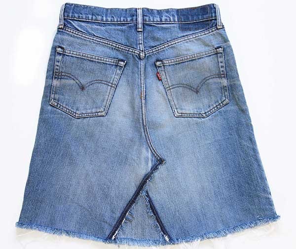 80s Levi'sリーバイス 黒カン リメイク デニムスカート w31