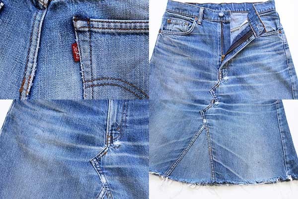 80s Levi'sリーバイス 黒カン リメイク デニムスカート w31