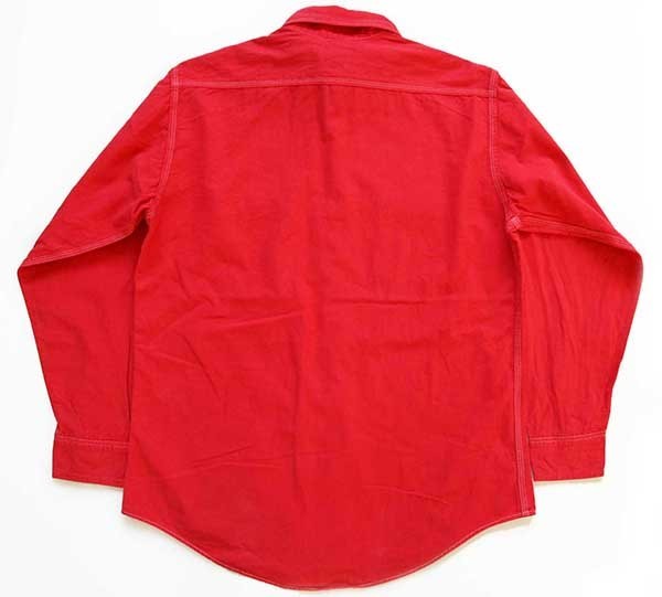 80s USA製 BIGMACビッグマック コットン シャンブレーシャツ 後染め 赤 
