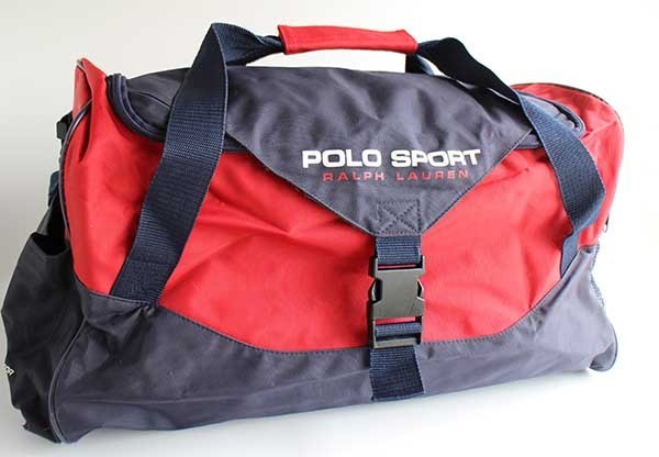 90s POLO SPORTポロ スポーツ ラルフローレン ツートン ナイロン ダッフルバッグ 紺×赤