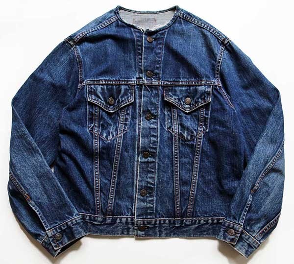 60s LEVI'Sリーバイス 70505 BIGE ノーカラー デニムジャケット